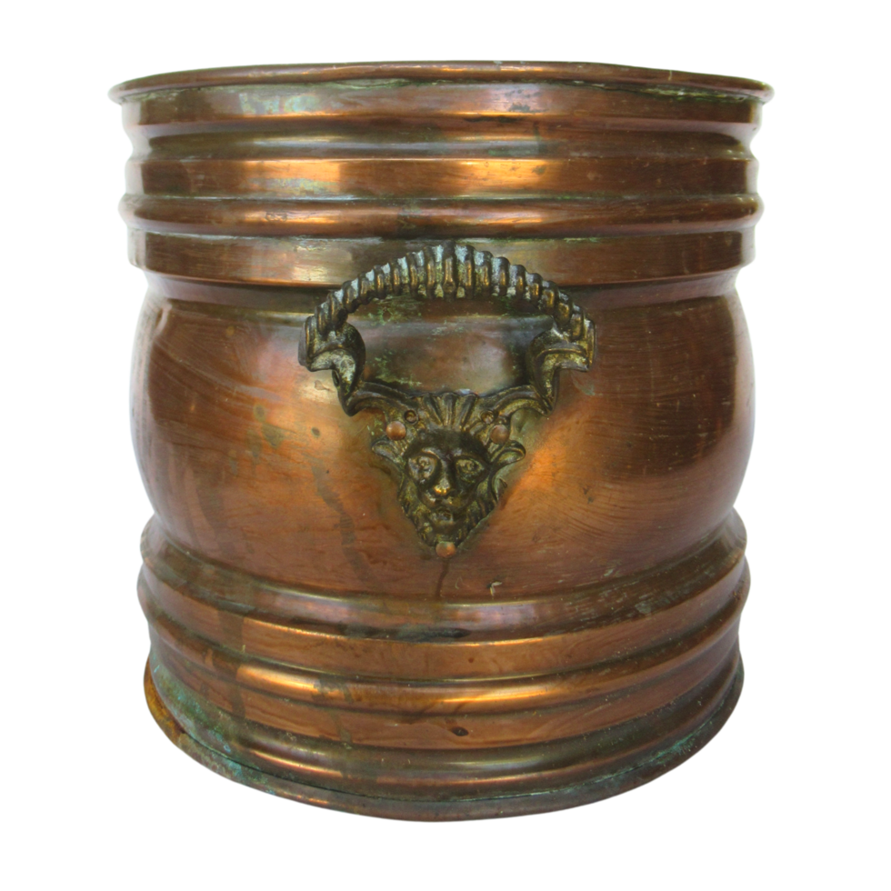 Copper Handle Planter Bucket png
