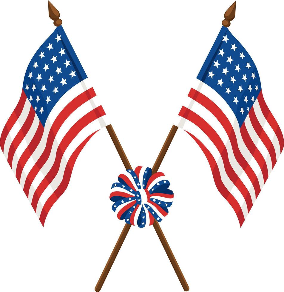 The US flags with ribbon bow illustration vector