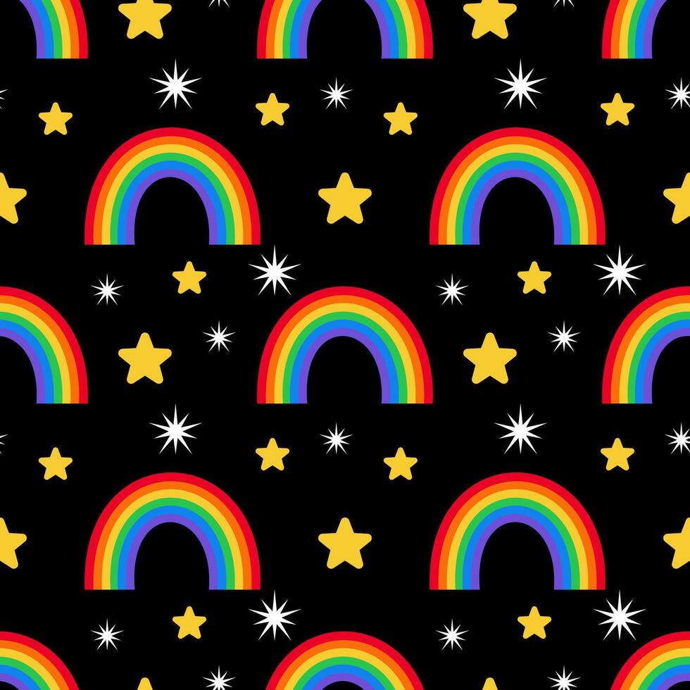 Pride with rainbow and stars seamless pattern for background vector