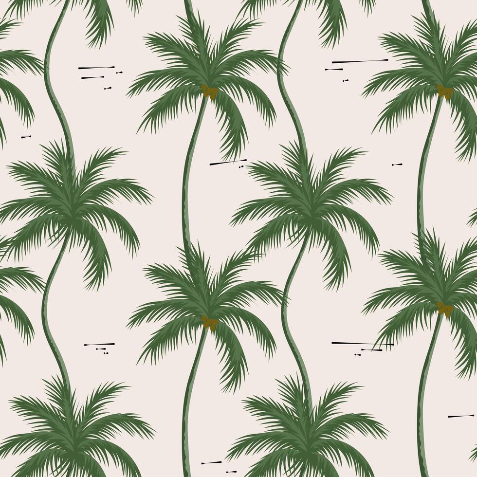 Palm tree in Summer seamless pattern for background and fabric vector