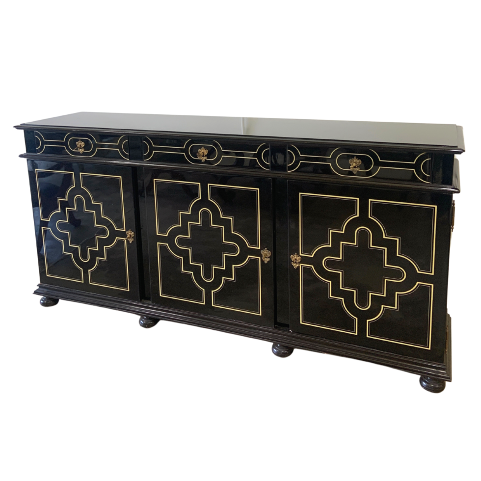Black and Gold Sideboard Side Angle png