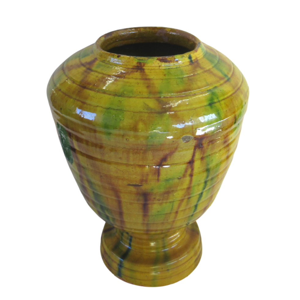 Green and Yellow Ceramic Pot png