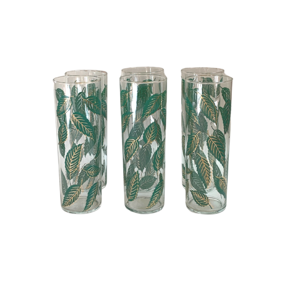 Set of Gold Leaf Glasses png