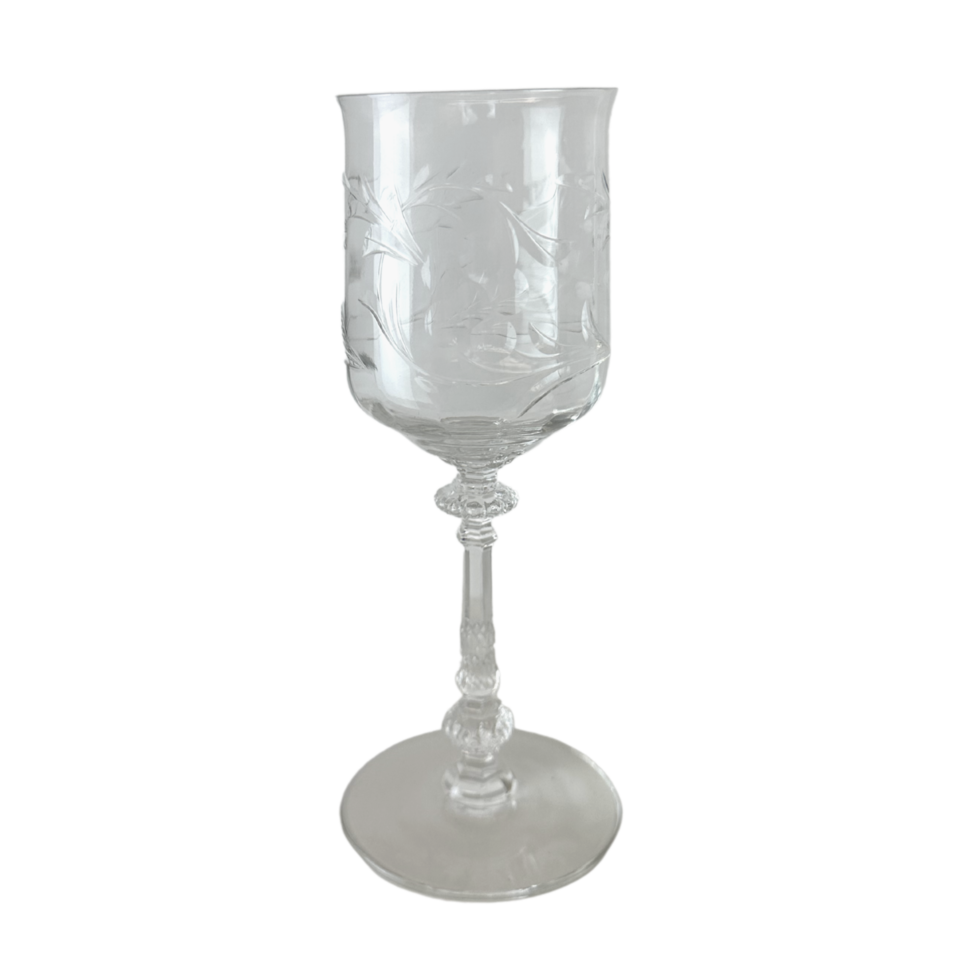 Stemmed Etched Floral Glass png