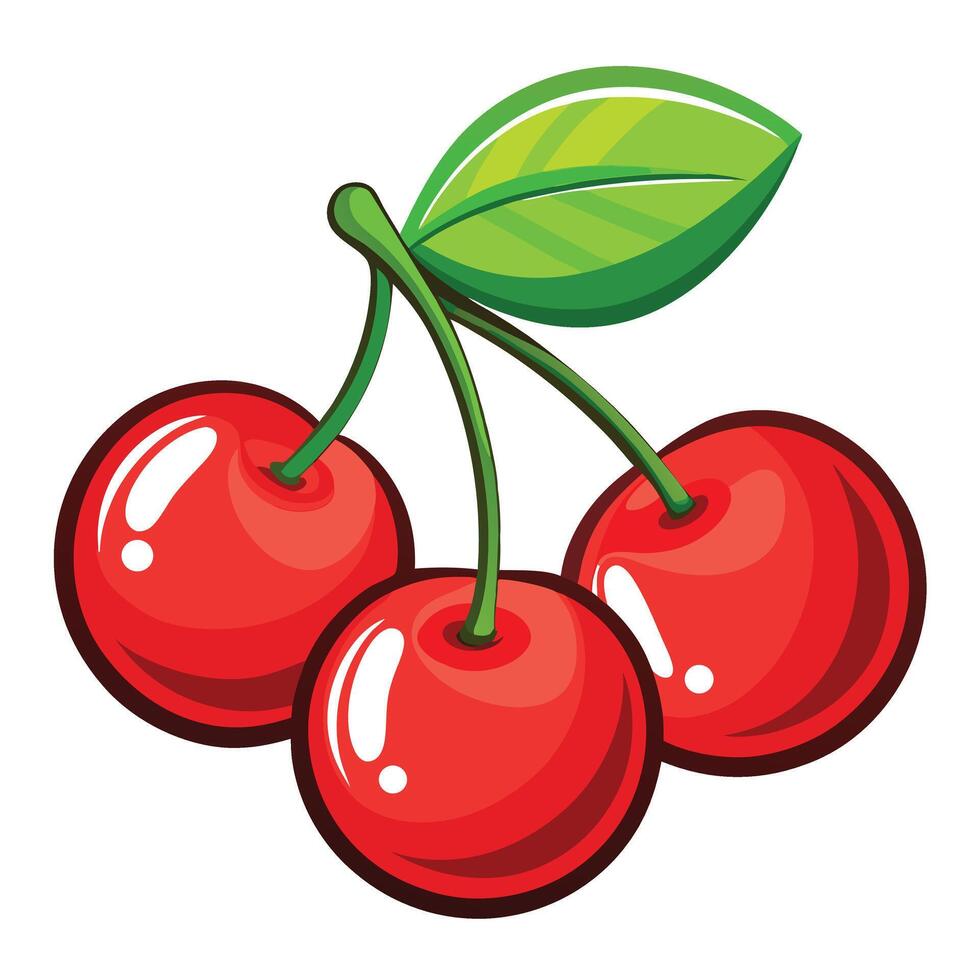 Illustration of Three Cherries vector