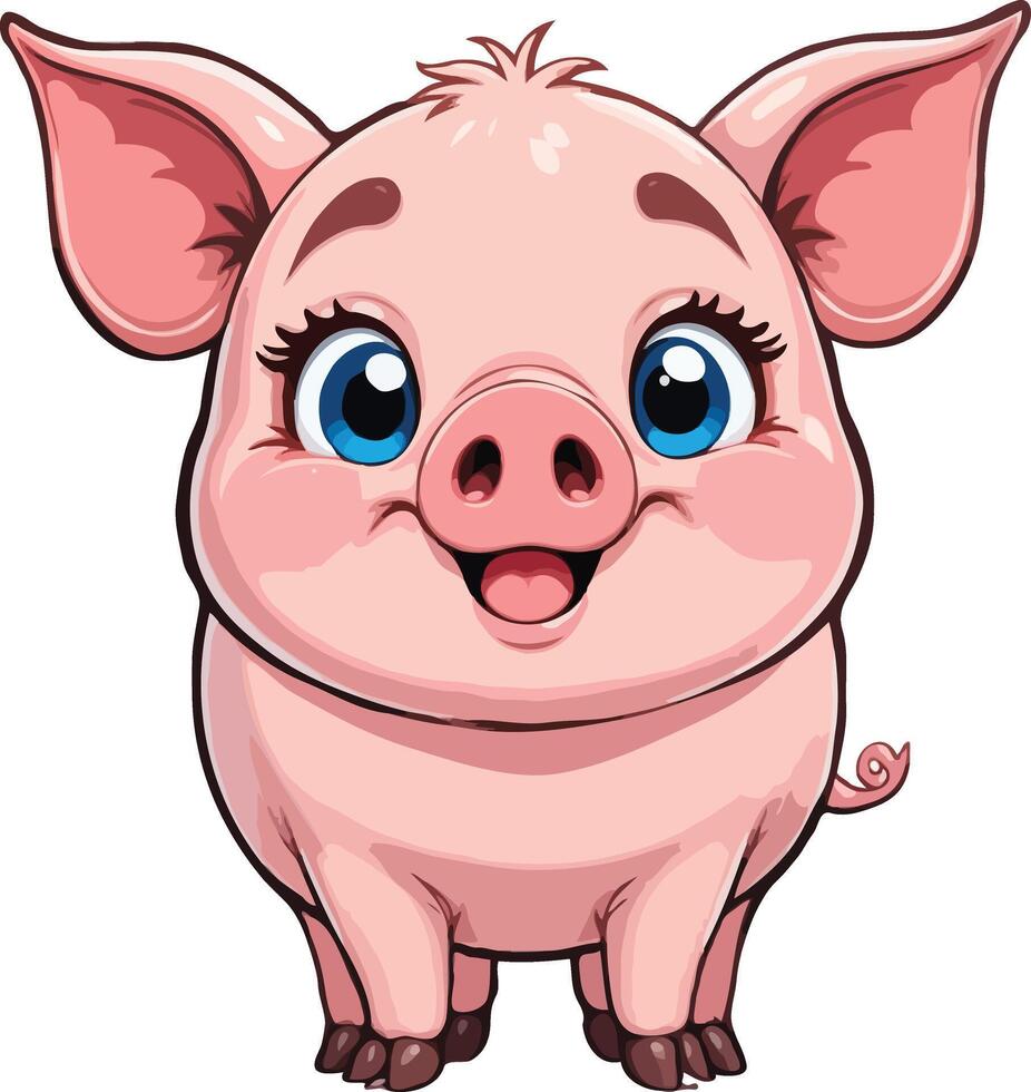 Cute and Cheerful Pink Pig Character Illustration vector