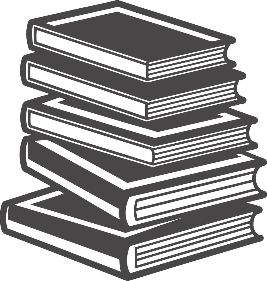 Simple Black and White Graphic Depicting Piled Books vector