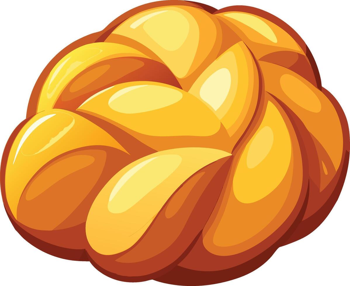 Vibrant Illustration of a Freshly Baked and Braided Challah Bread vector