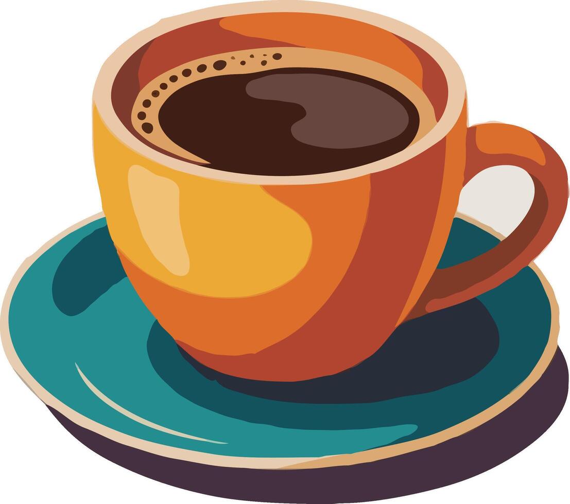 Illustrated Steaming Coffee Cup on a Saucer vector