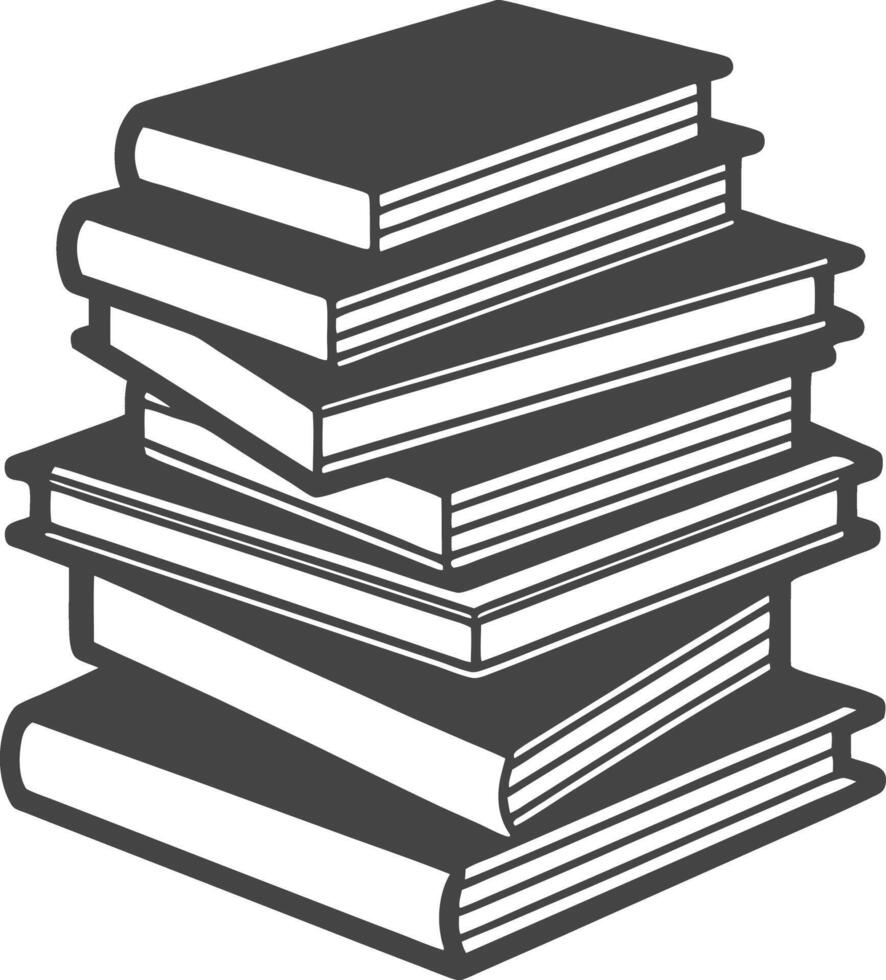 Monochrome Illustration of a Stack of Various Sized Books vector