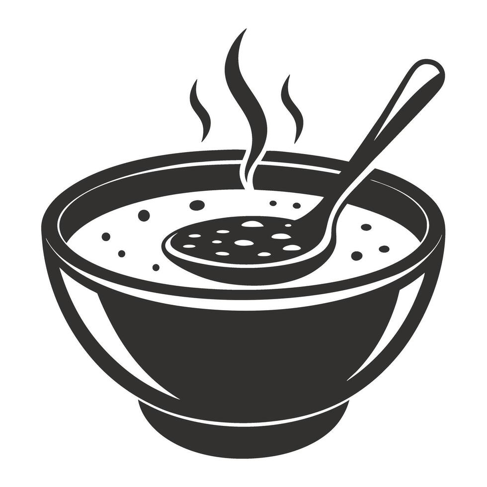 Steaming Bowl of Soup with Spoon Comfort Food Illustration vector