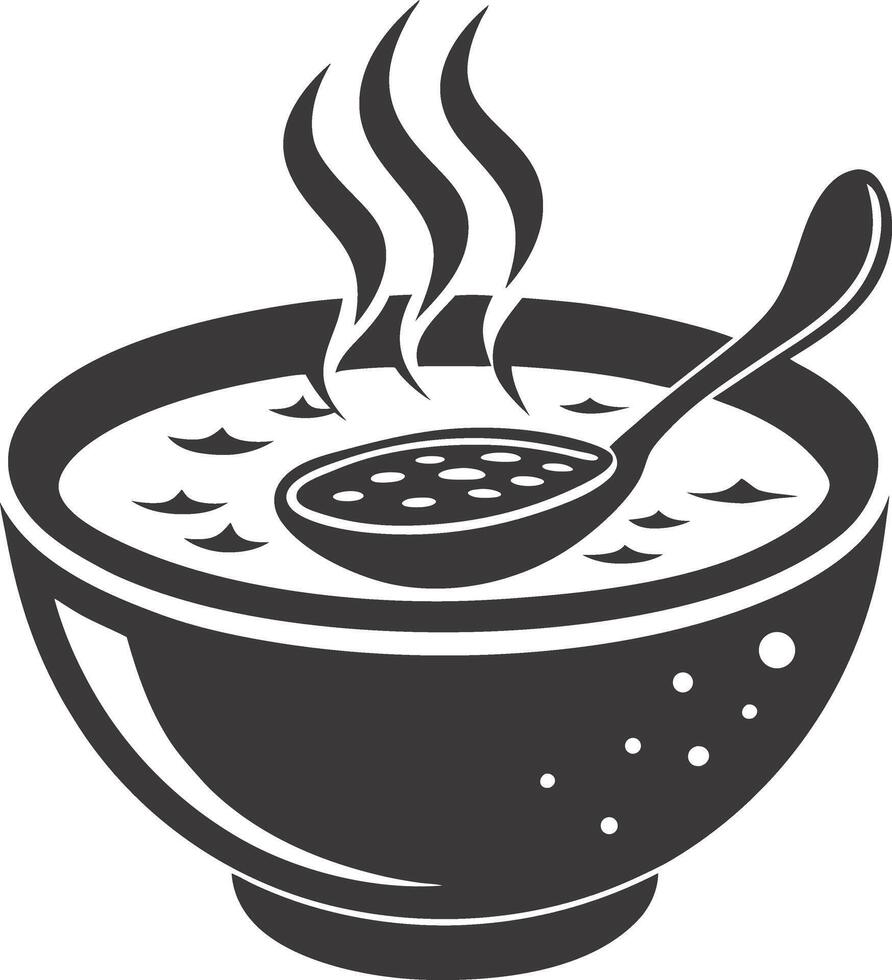 Steaming Bowl of Soup with Spoon vector