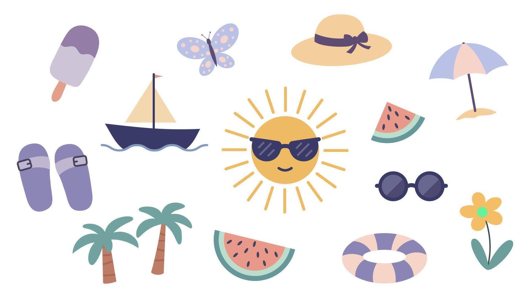 Summer Icon Set. Summer Doodles vector