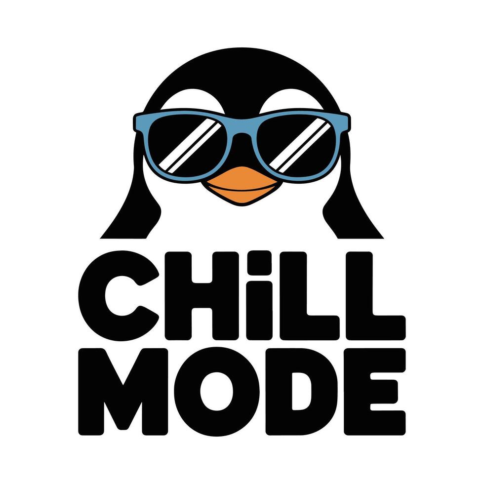 Chill Mode T Shirt Design Penguin vector
