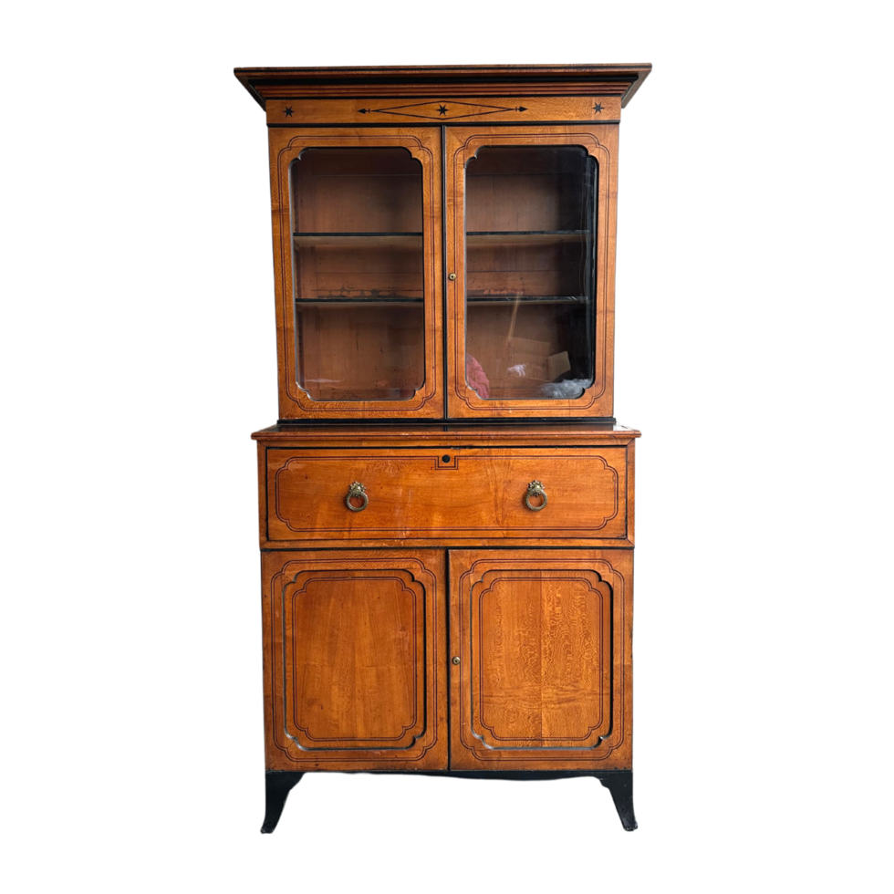 Antique Secretary Desk with Display Cabinet Front png