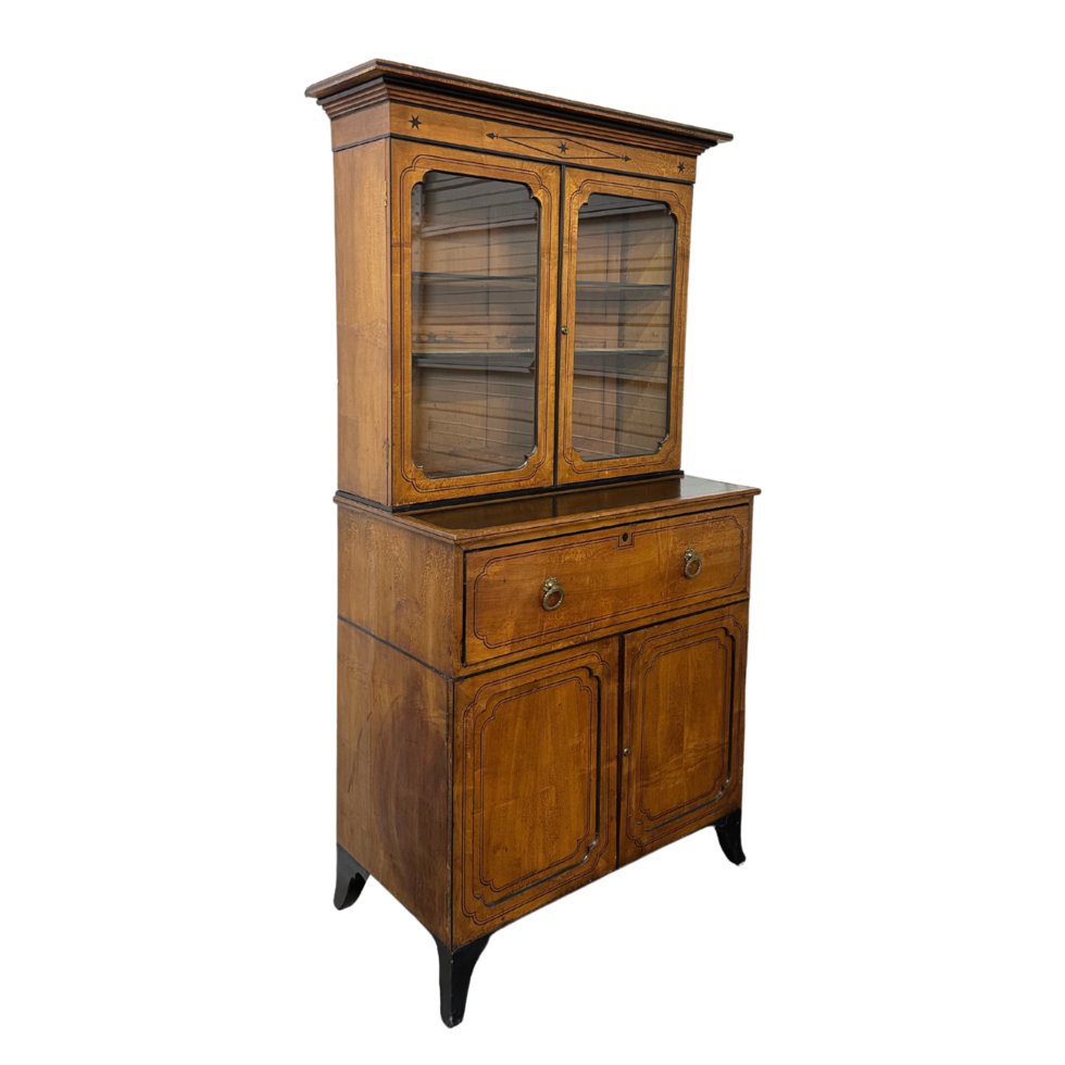 Antique Secretary Desk with Display Cabinet Left Side png
