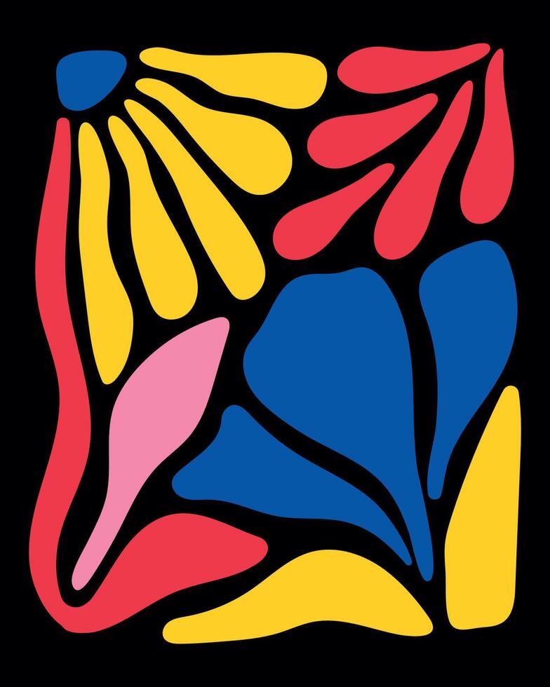 Vibrant Floral Abstract Poster. illustration in retro style. Dynamic, colorful design perfect for modern artistic themes. vector