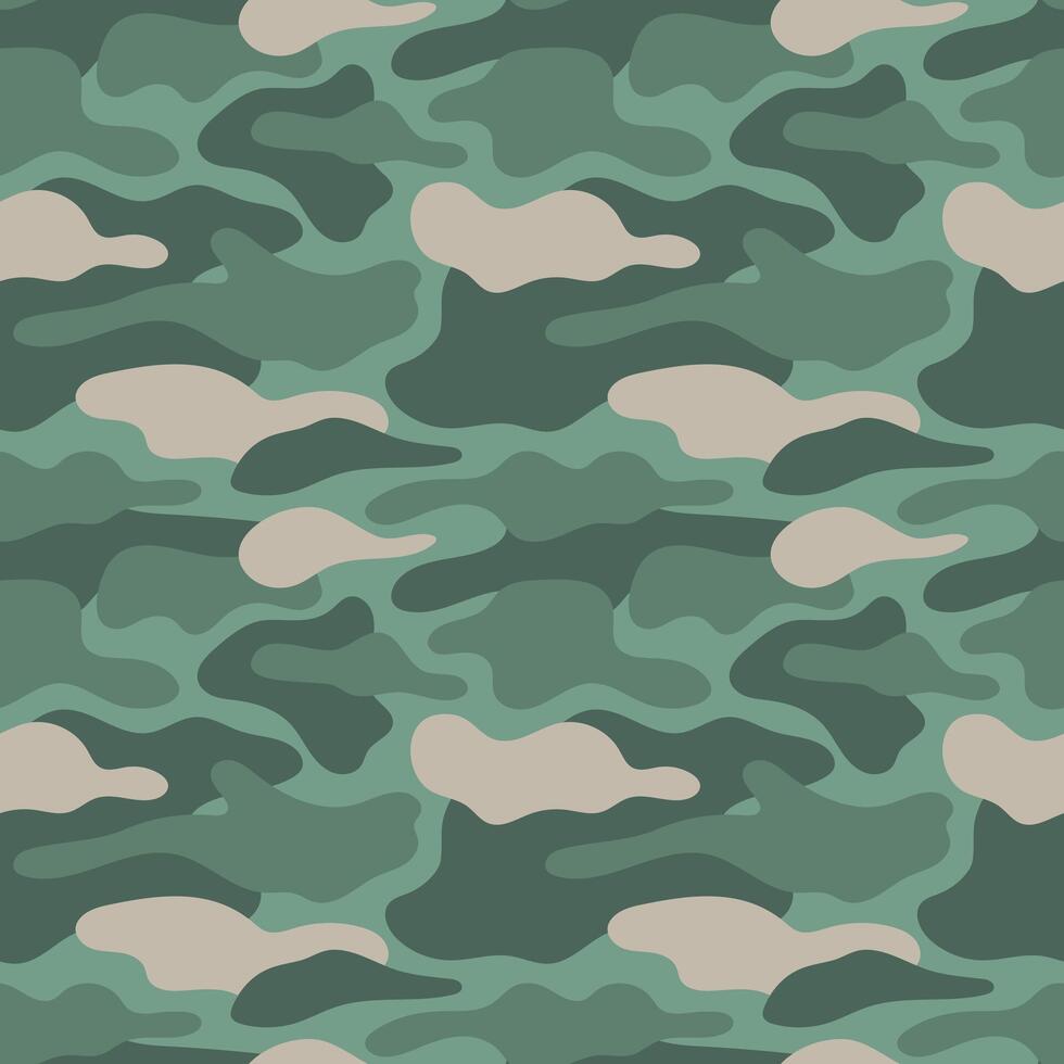 Camouflage Seamless Pattern Illustration in Green Tones. Perfect for backgrounds, military designs, and nature inspired projects requiring discretion vector