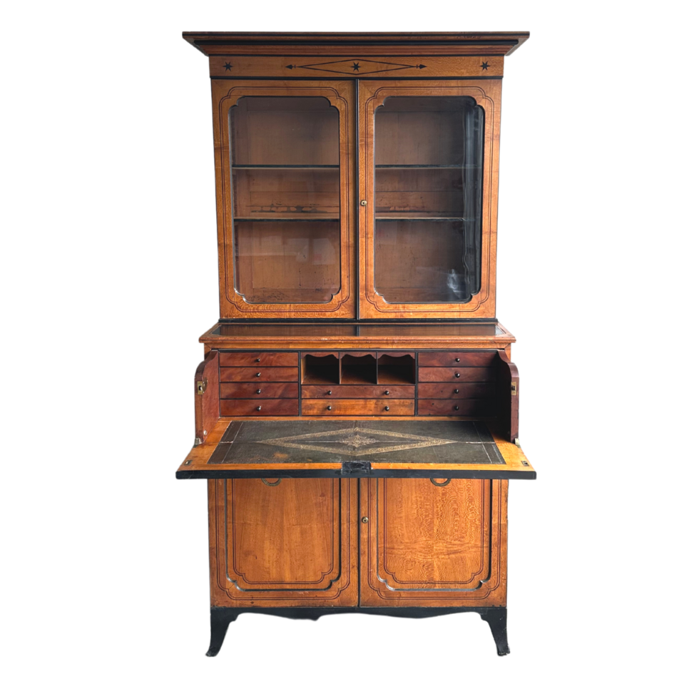 Antique Secretary Desk with Display Cabinet Desk png