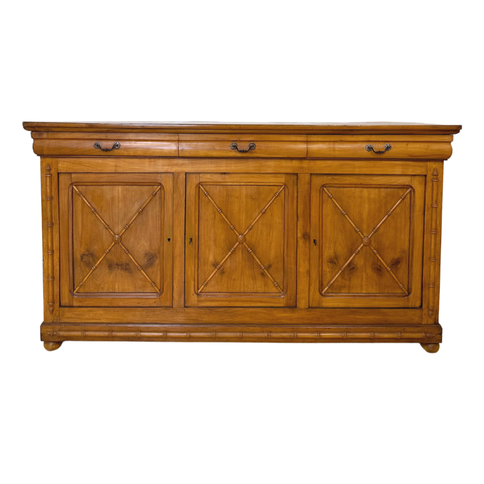 Louis Philippe Style Sideboard with Faux Bamboo Details Cabinet Front png