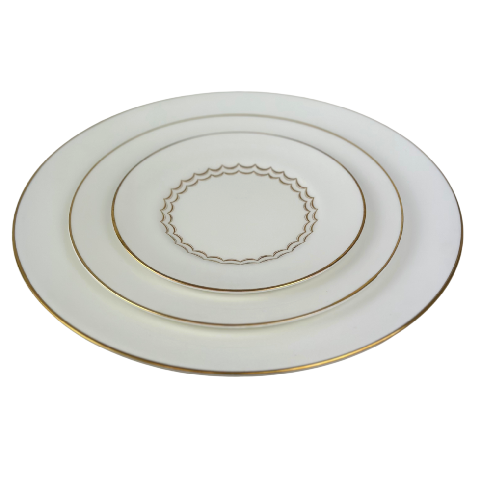 Royal Worcester White and Gold China Plates Stack png