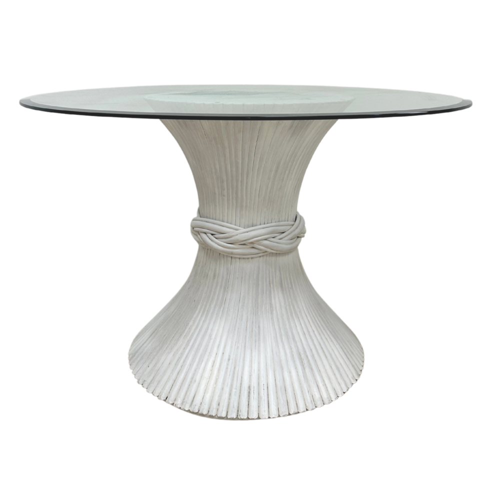 McGuire Rattan Sheaf Table with Glass Top png