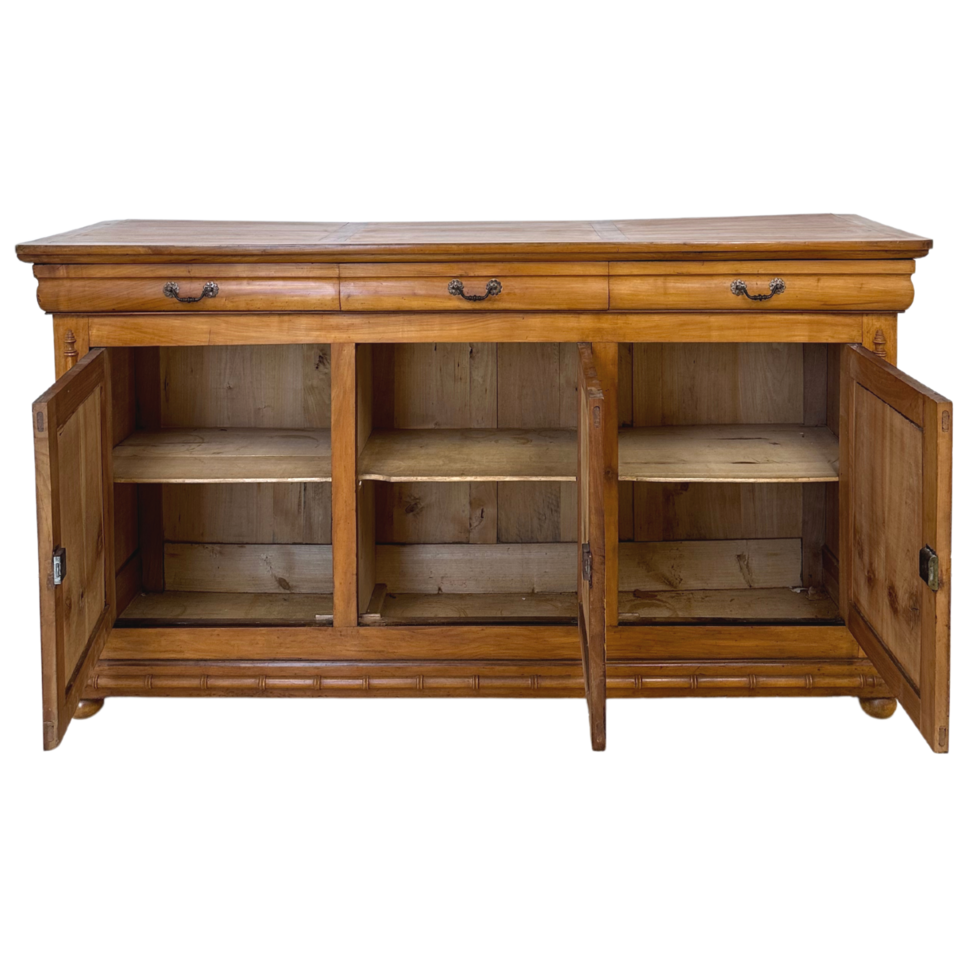 Louis Philippe Style Sideboard with Faux Bamboo Details Cabinet Open png