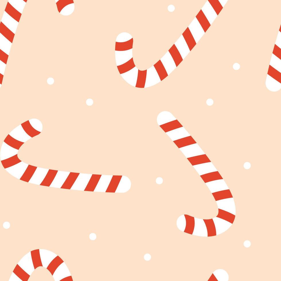 Christmas candy cane seamless pattern. Cute Christmas seamless pattern on pastel background. Perfect for wrapping paper, textile, fabric and so on vector