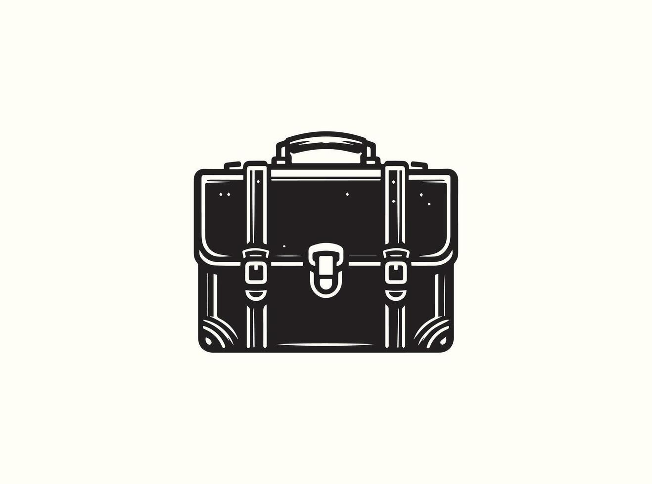 Solid Black Silhouette of Classic Briefcase vector