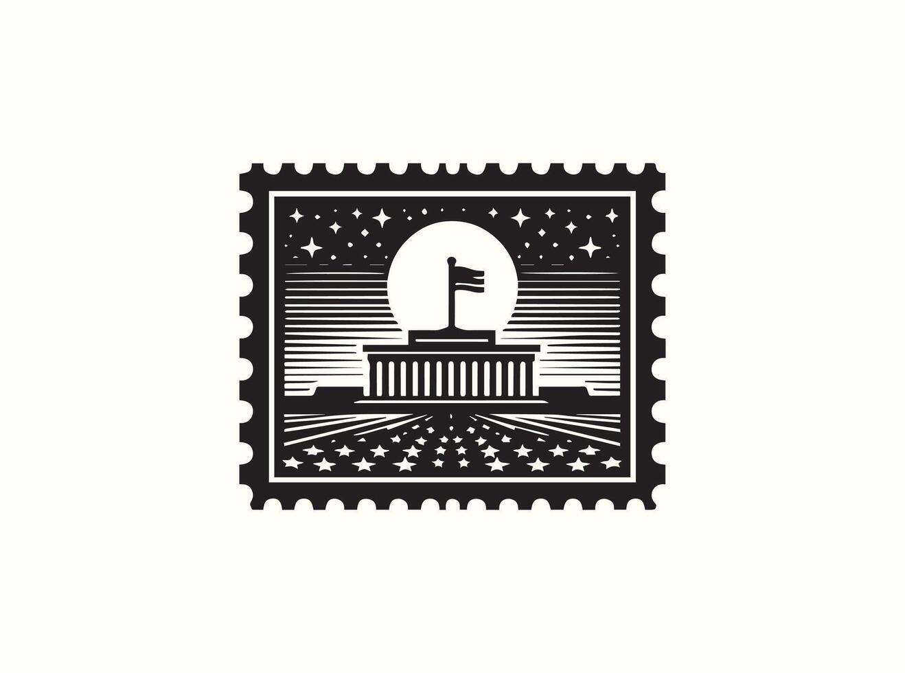 Retro Postage Stamp Silhouette vector