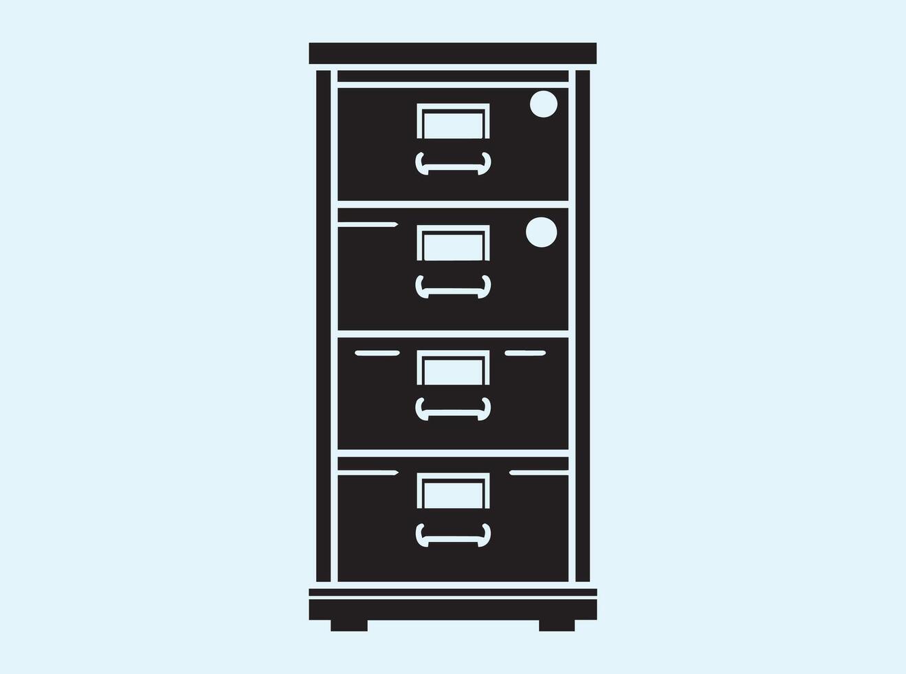 Document Storage Cabinet Black Silhouette vector
