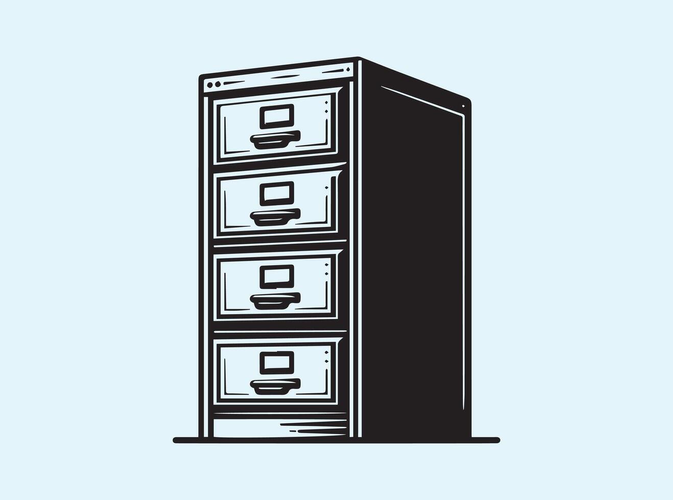 Simple Black Filing Cabinet Silhouette vector