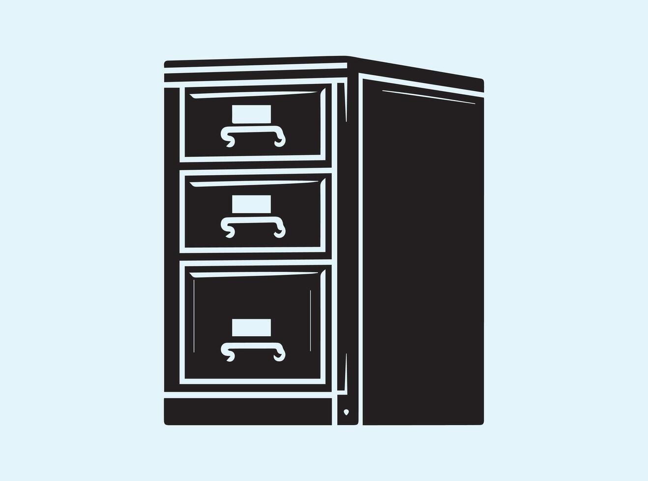 File Cabinet Black Silhouette Illustration vector