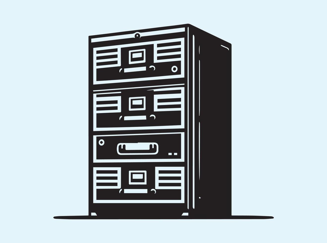 File Storage Cabinet Solid Black Silhouette vector