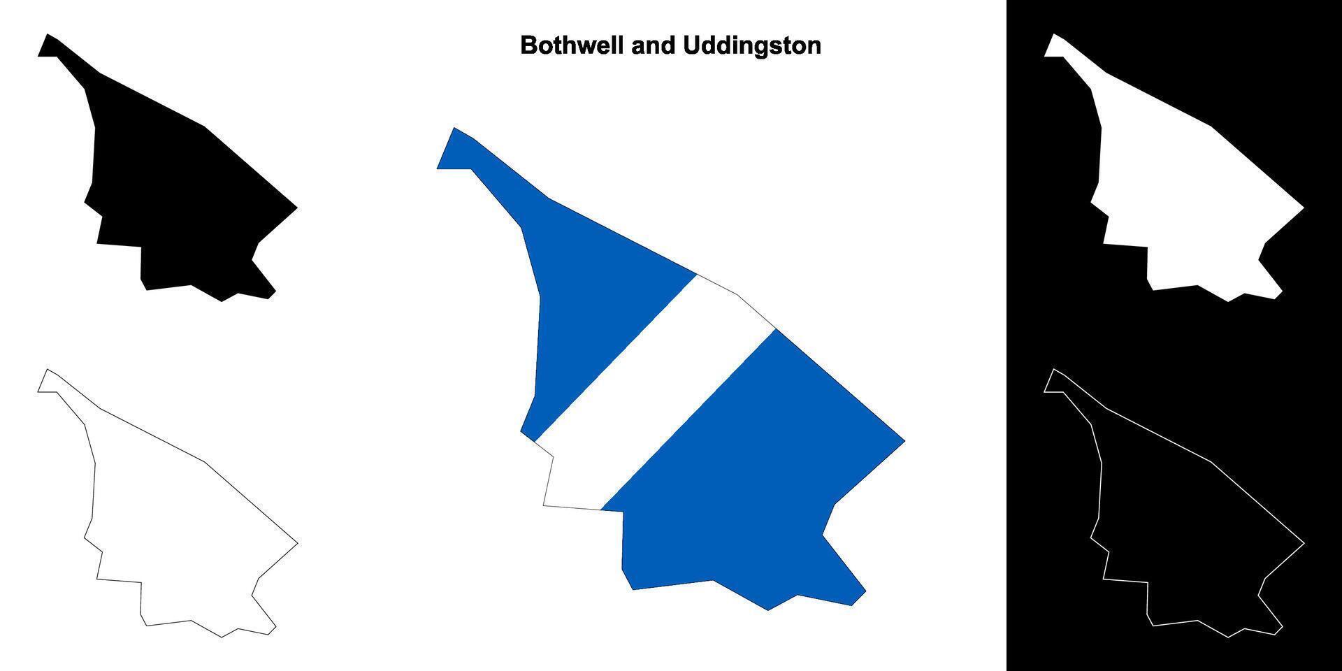 Bothwell and Uddingston blank outline map set vector
