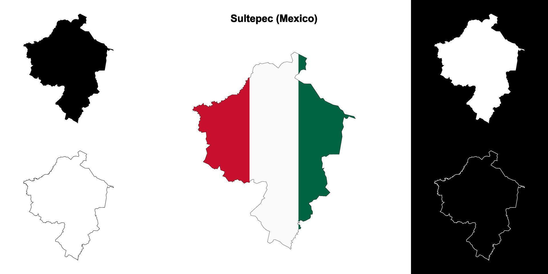Sultepec municipality, Mexico outline map set vector