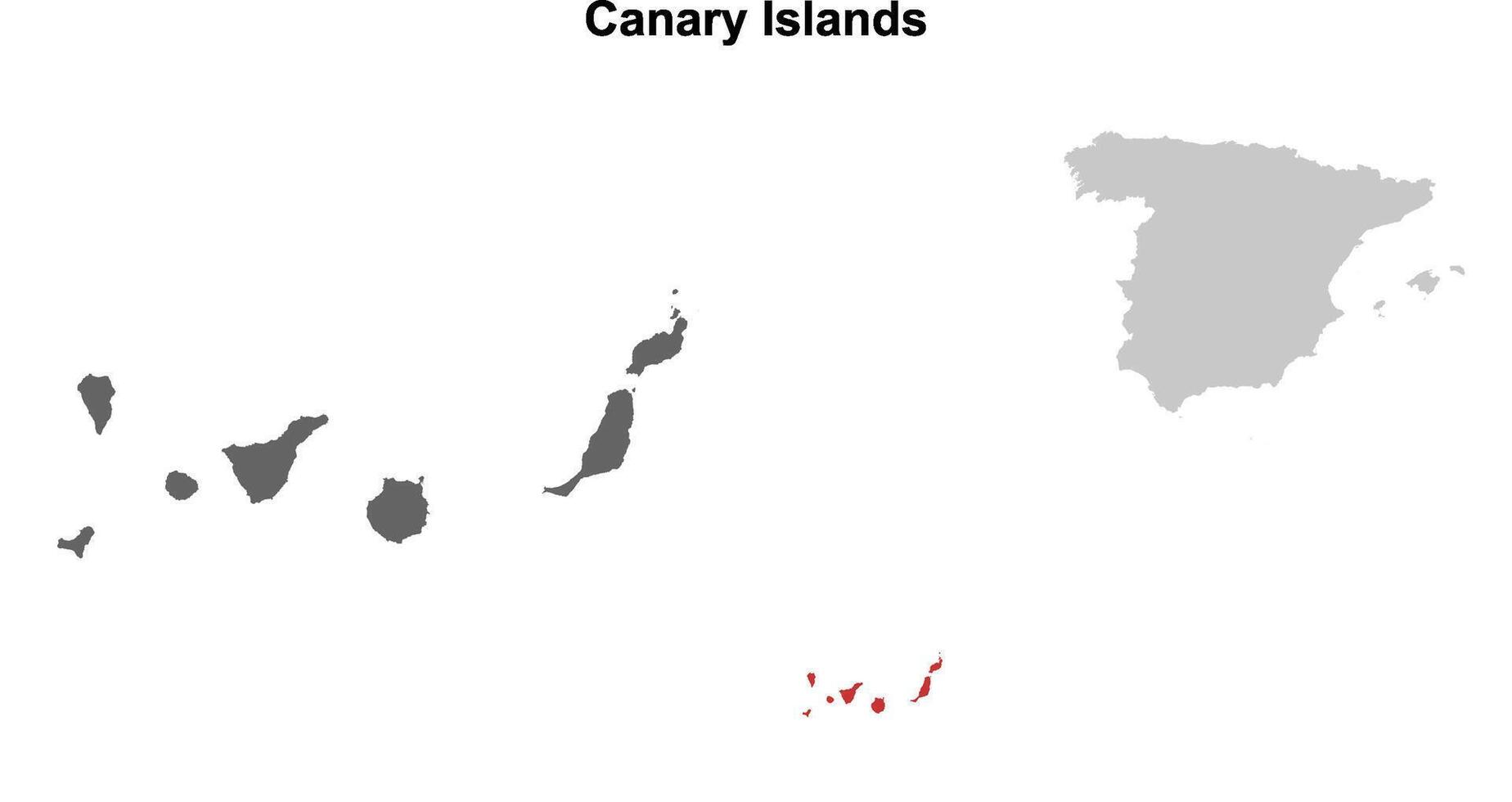 Canary Islands blank outline map set vector