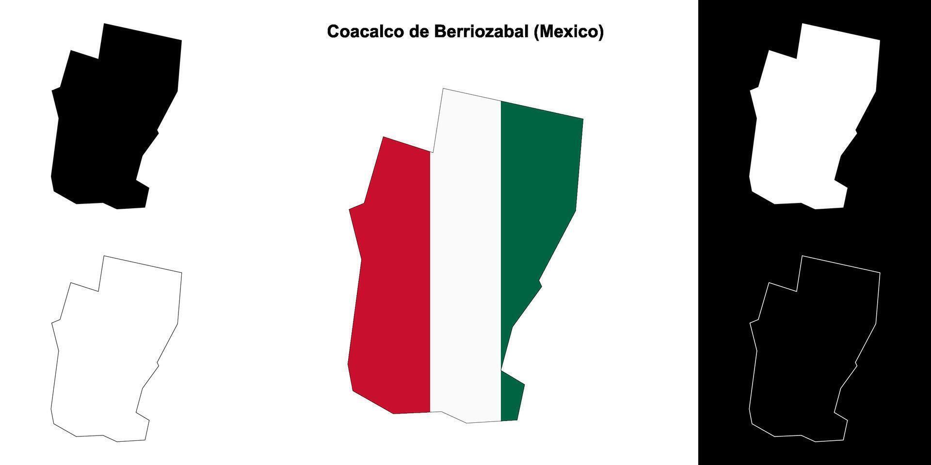 Coacalco de Berriozabal municipality, Mexico outline map set vector