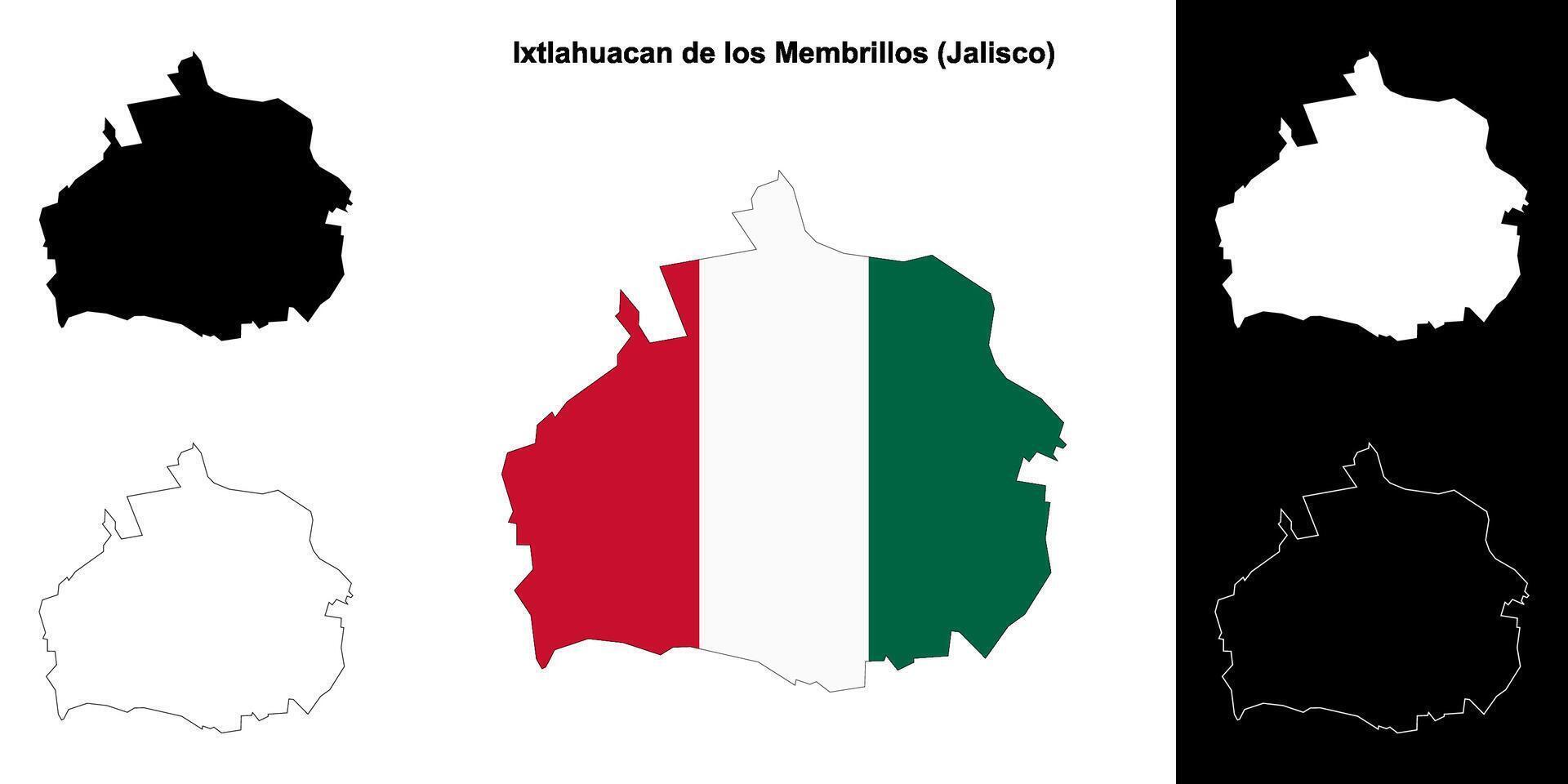Ixtlahuacan de los Membrillos municipality, Jalisco outline map set vector