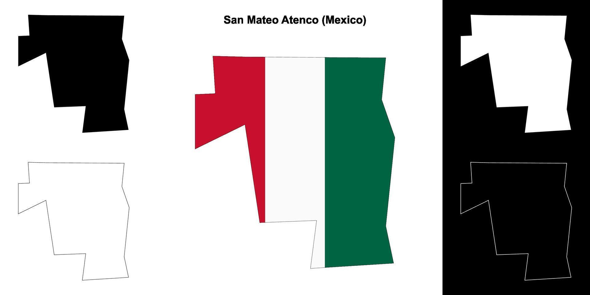 San Mateo Atenco municipality, Mexico outline map set vector