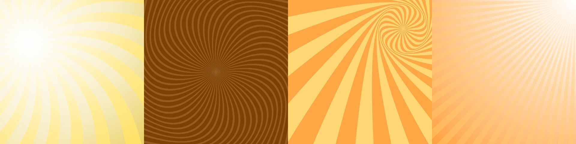 Summer sun burst background collection in orange and yellow tones vector