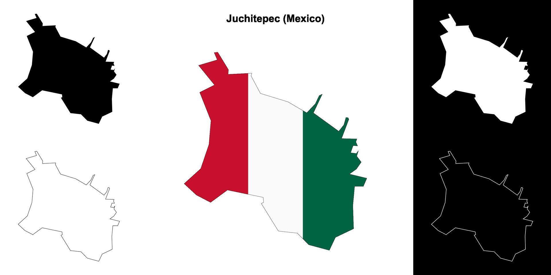 Juchitepec municipality, Mexico outline map set vector