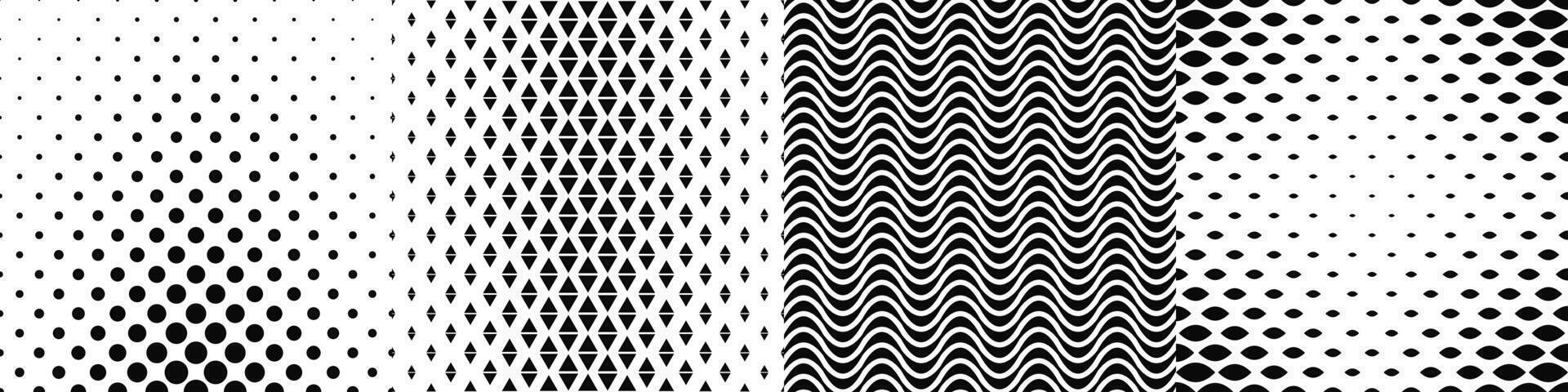 Black and white pattern set with geometrical shapes vector