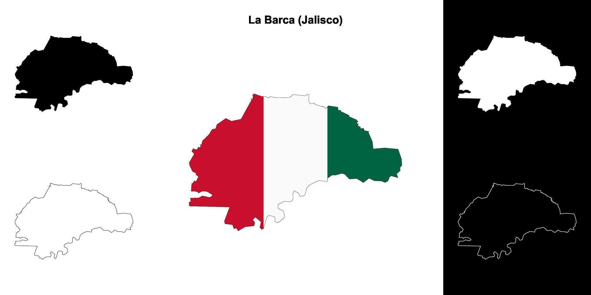 La Barca municipality, Jalisco outline map set vector