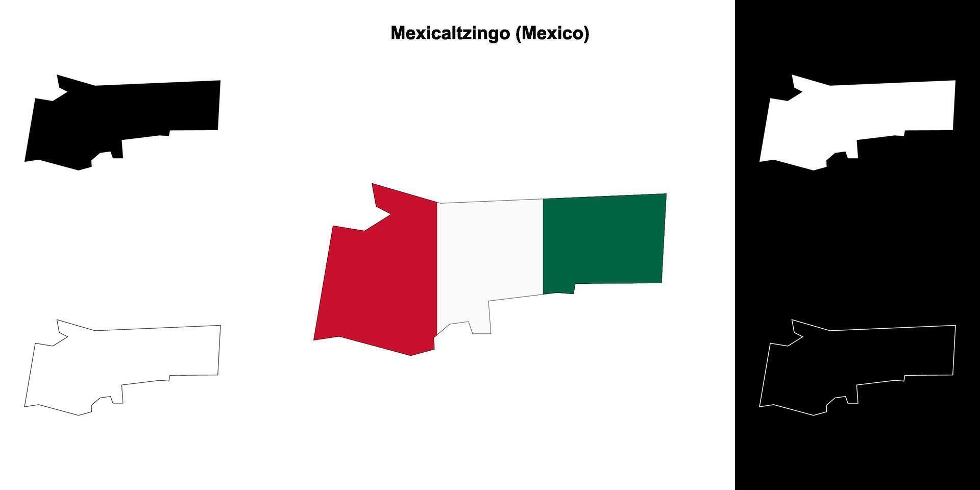 Mexicaltzingo municipality, Mexico outline map set vector