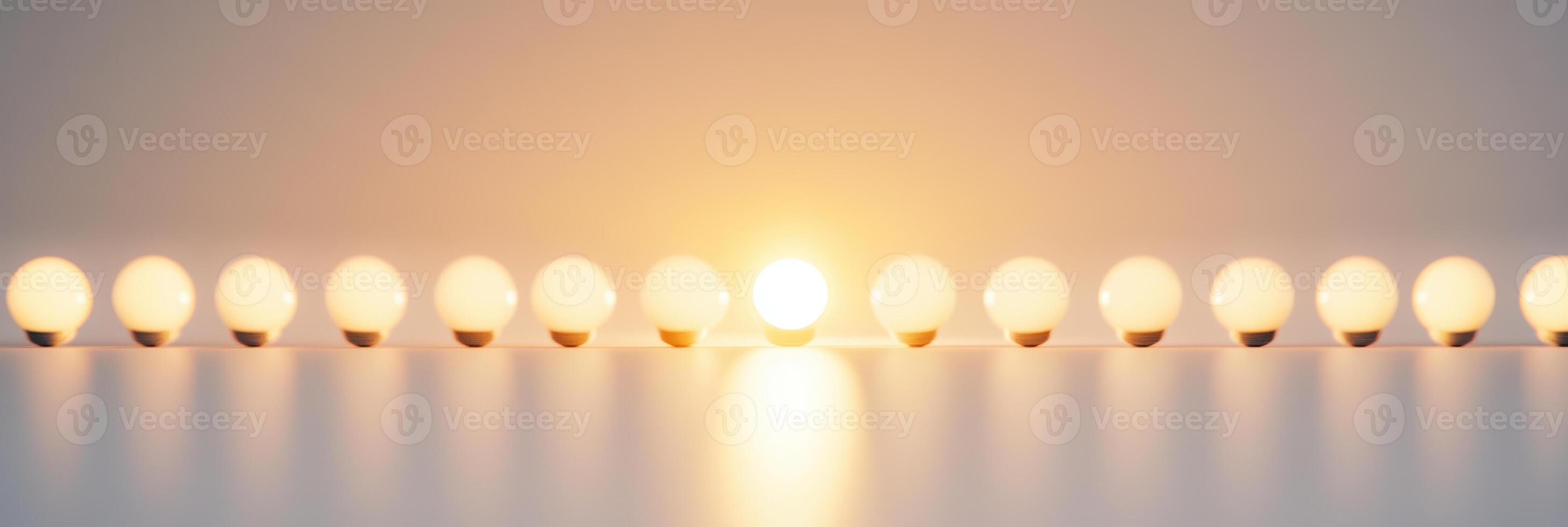 Symmetry and illumination, minimalist sunrise light bulb display for modern design. Symbolism of fresh starts photo