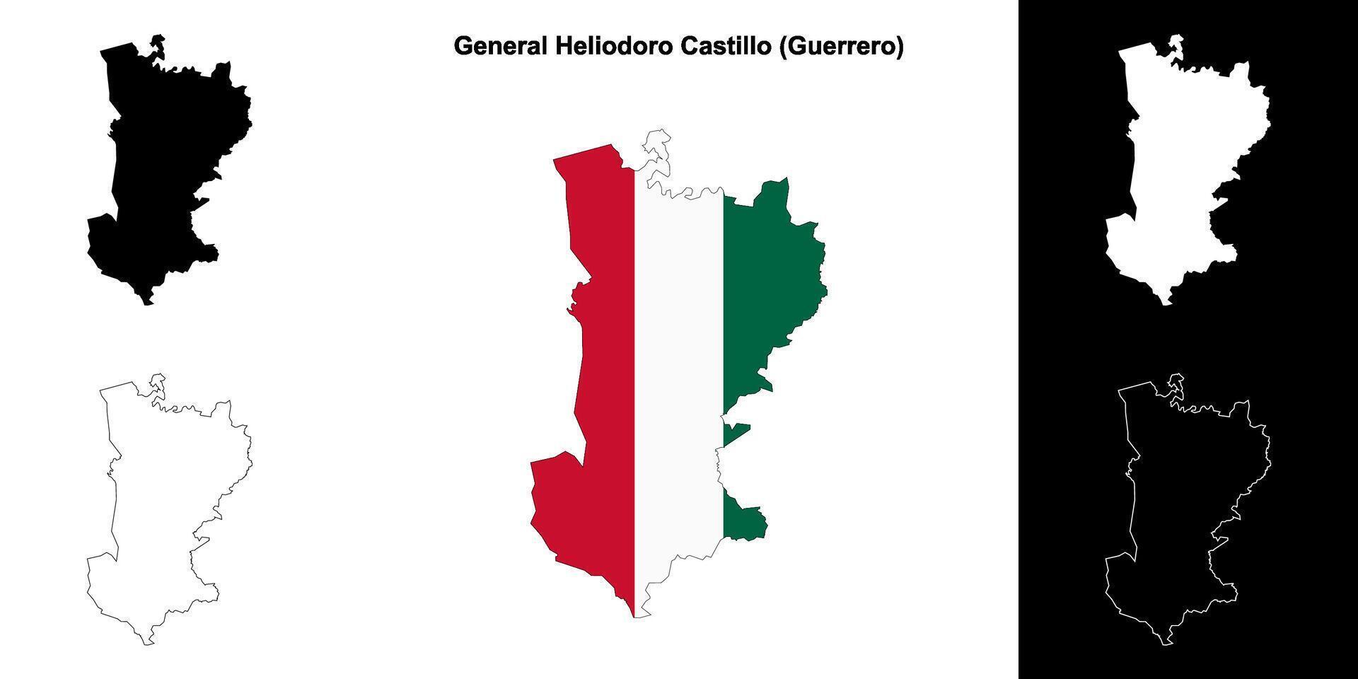 General Heliodoro Castillo municipality, Guerrero outline map set vector