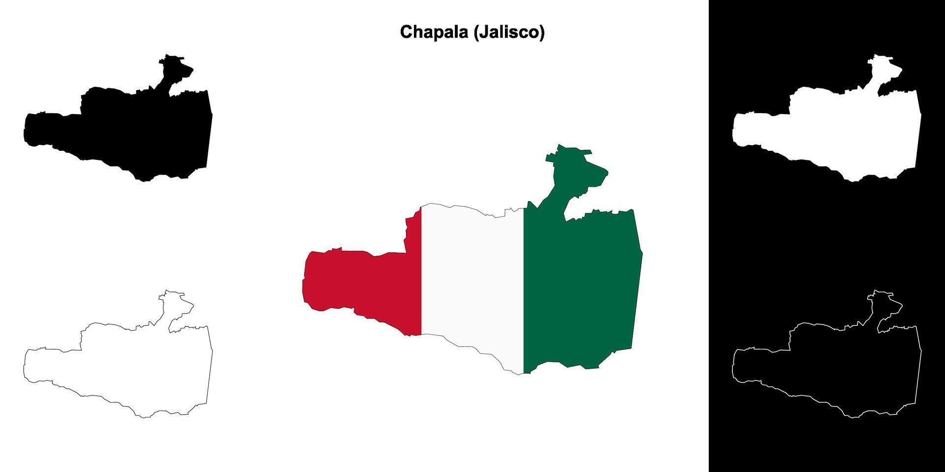 Chapala municipality, Jalisco outline map set vector