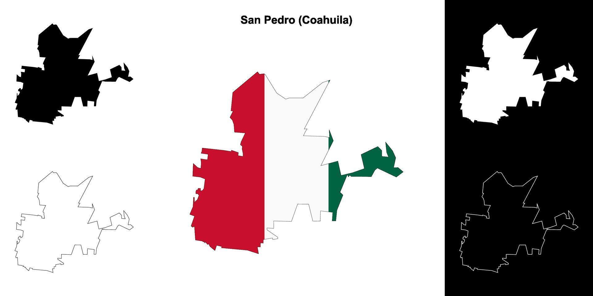 San Pedro municipality, Coahuila outline map set vector