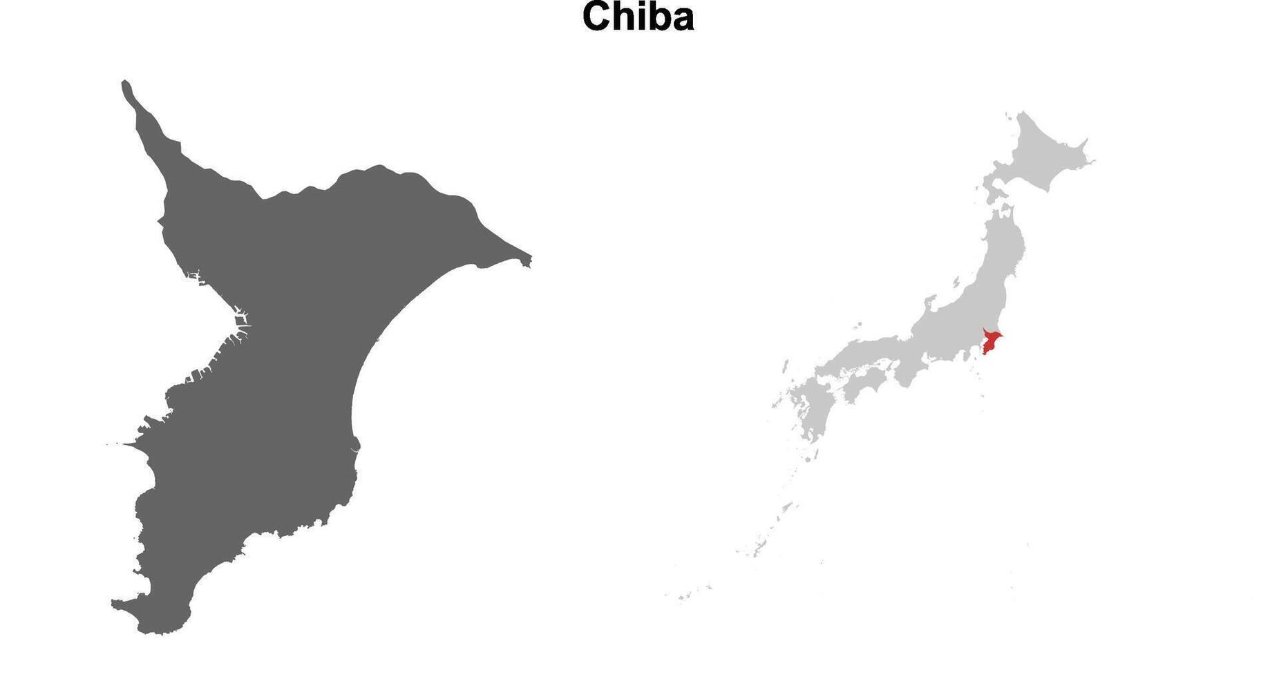 Chiba prefecture blank outline map set vector